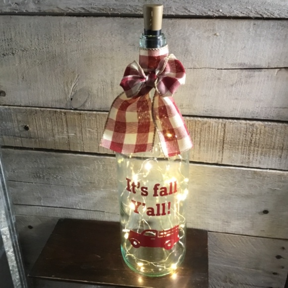 Handmade- ‘It’s Fall Y’all’ wine bottle lantern - Picture 10 of 14